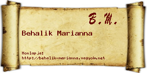Behalik Marianna névjegykártya